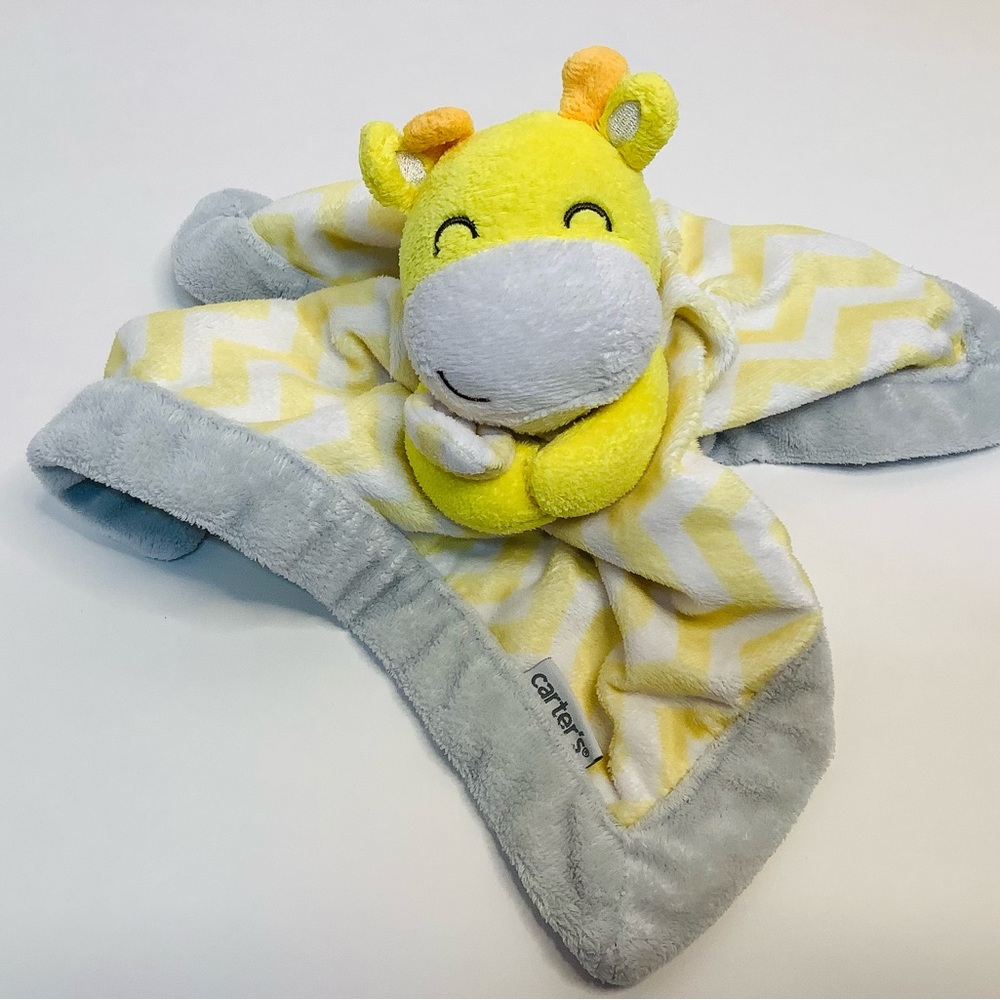 Carters Giraffe Lovey Security Blanket Plush Baby Yellow Gray Cuddle Toy Soft